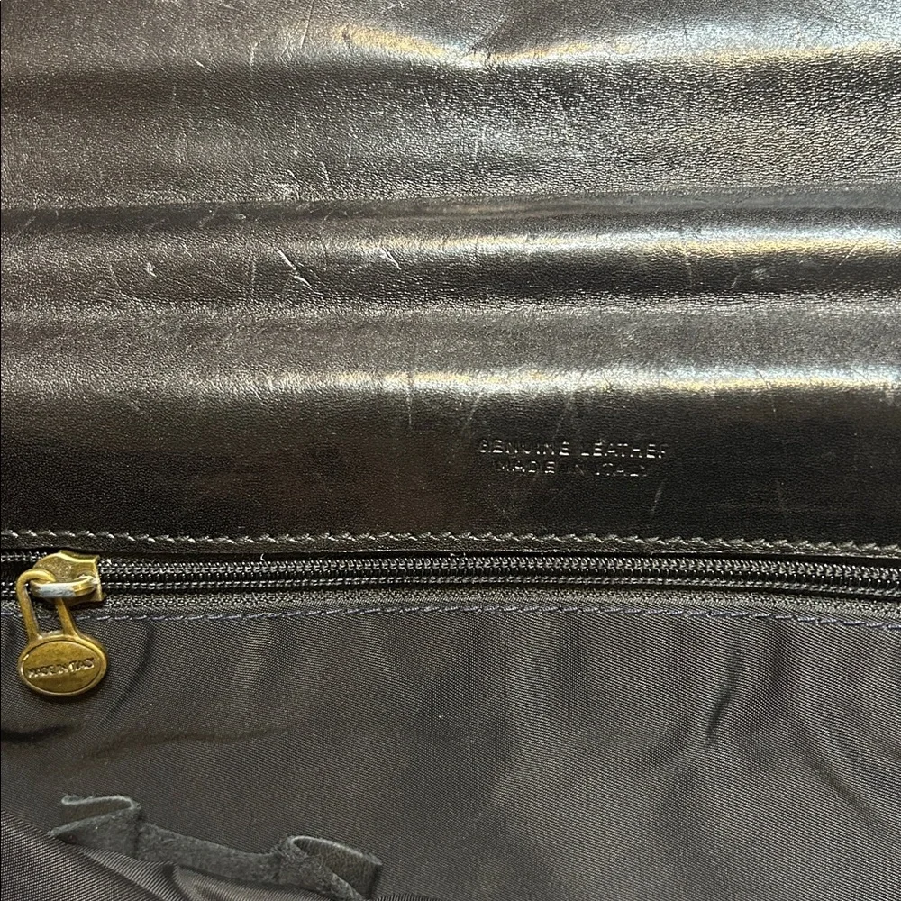 FELLINI Firenze’ Black Leather Briefcase Laptop Bag **DAMAGED**